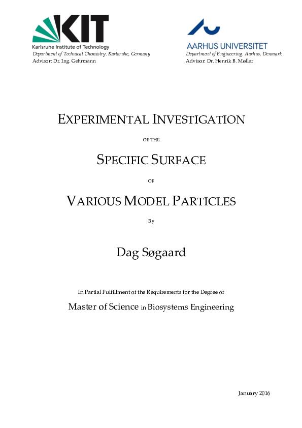 (PDF) EXPERIMENTAL INVESTIGATION OF THE SPECIFIC SURFACE OF VARIOUS ...