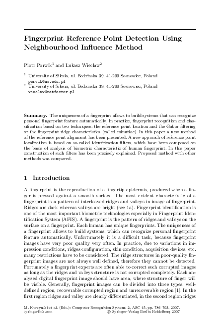 (PDF) Fingerprint reference point detection using neighbourhood ...
