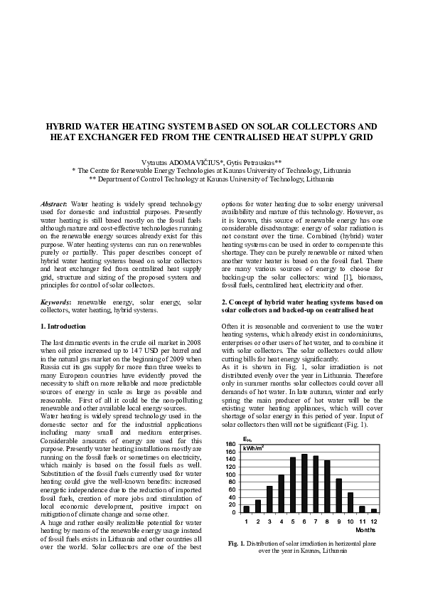 (PDF) Hybrid Water Heating System Based on Solar Collectors and Heat ...