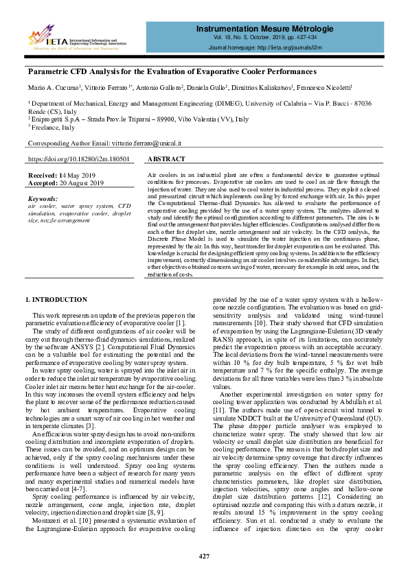 (PDF) Parametric CFD Analysis for the Evaluation of Evaporative Cooler ...
