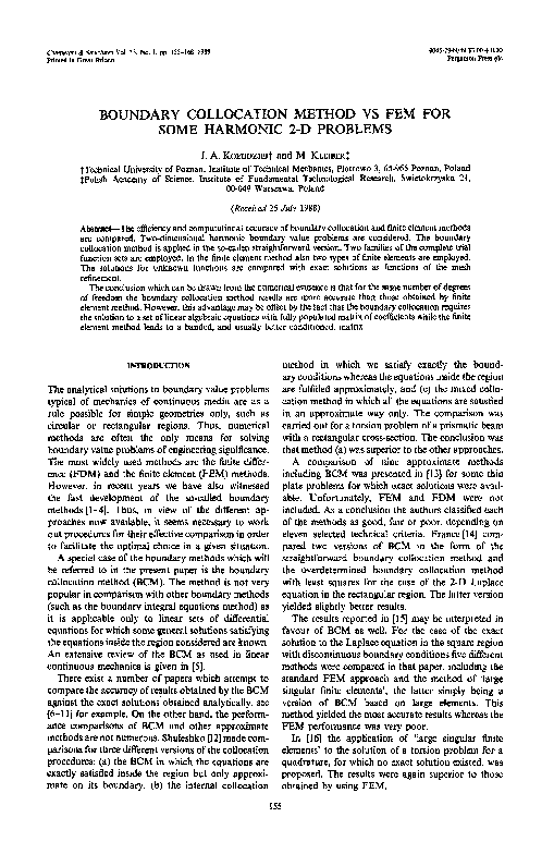 (PDF) Boundary collocation method vs fem for some harmonic 2-d problems