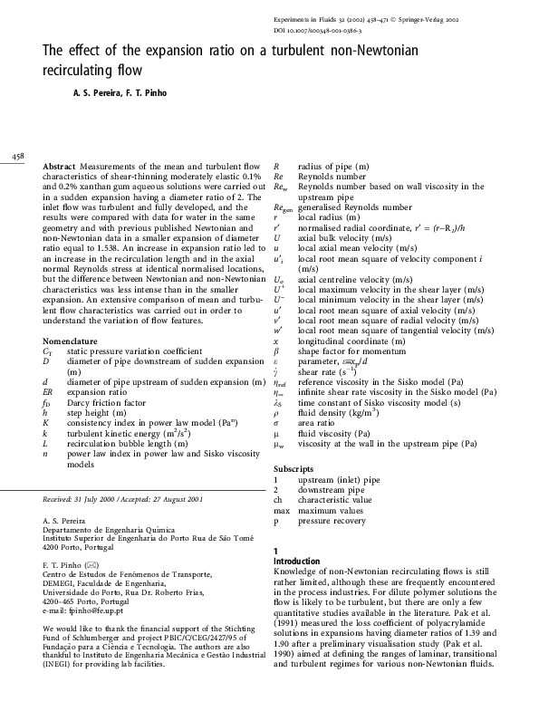(PDF) The effect of the expansion ratio on a turbulent non-Newtonian ...