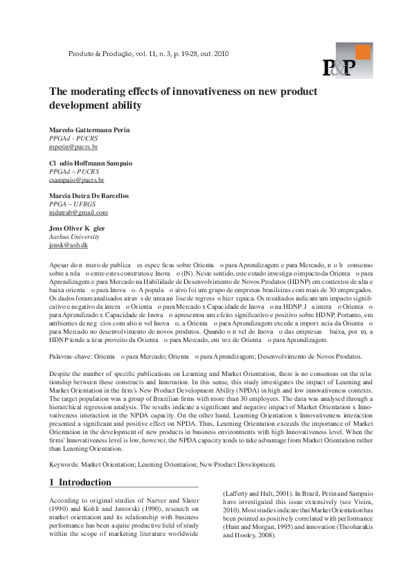 (PDF) The moderating effects of innovativeness on new product ...