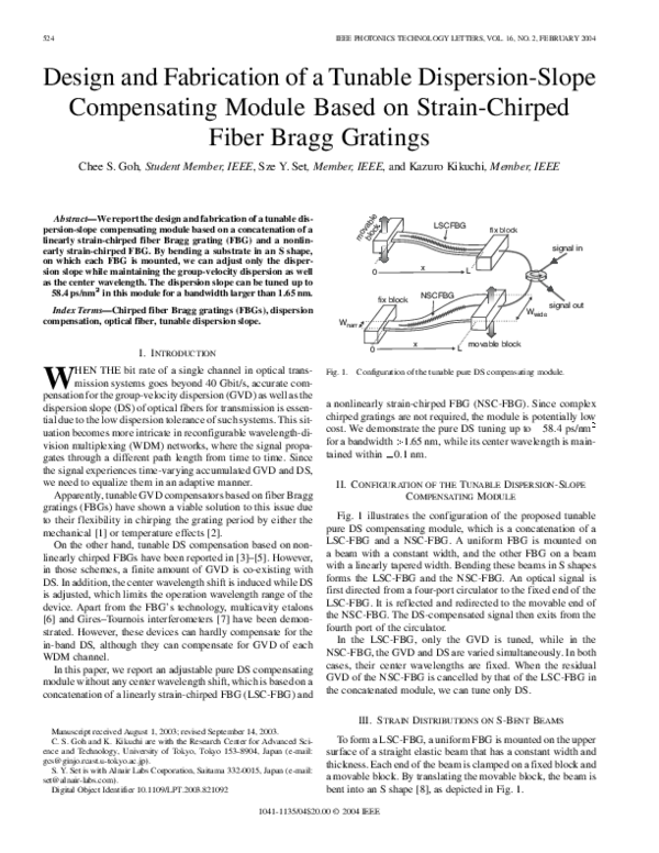 (PDF) Design and Fabrication of a Tunable Dispersion-Slope Compensating ...