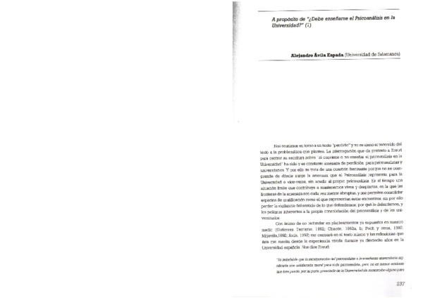 Debe Enseñarse El Psicoanalisis En La Universidad Pdf