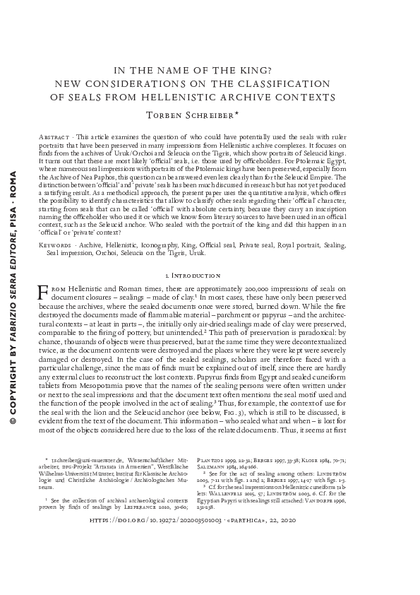 (PDF) In the Name of the King? New considerations on the Classification