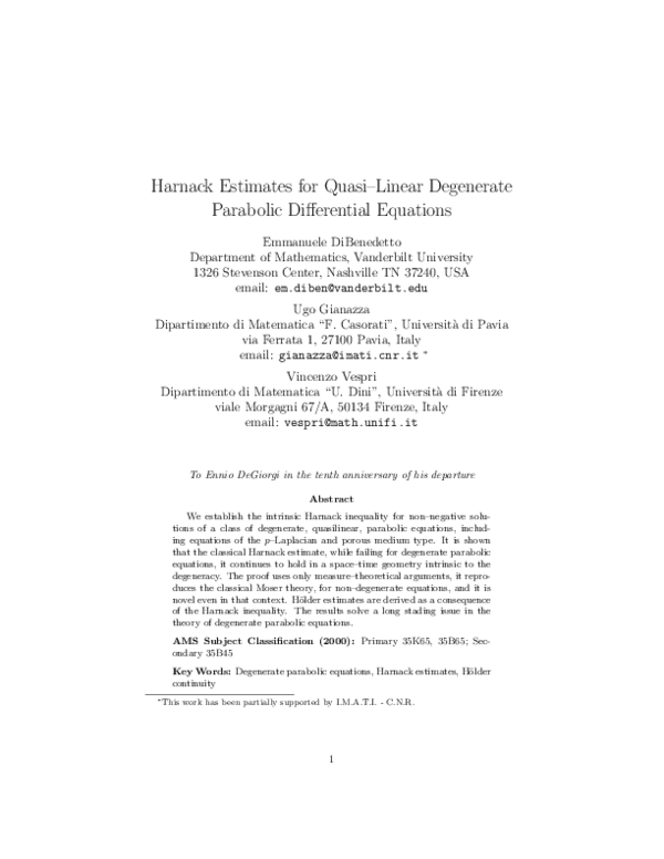 (PDF) Harnack estimates for quasi-linear degenerate parabolic ...