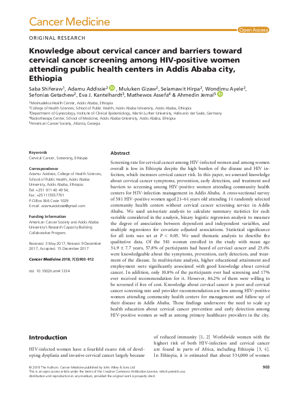 (PDF) Knowledge about cervical cancer and barriers toward cervical ...