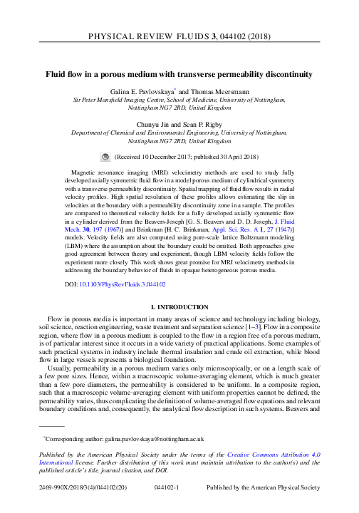 (PDF) Fluid flow in a porous medium with transverse permeability ...