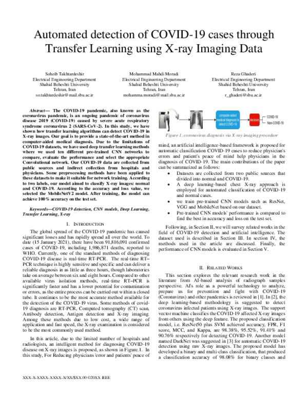 (PDF) Automated detection of COVID-19 cases through Transfer Learning ...