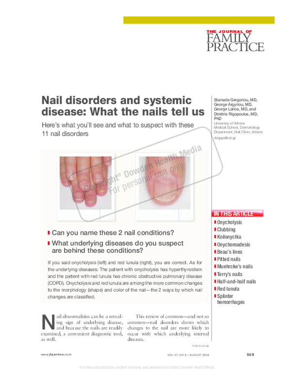(PDF) Nail disorders and systemic disease: what the nails tell us
