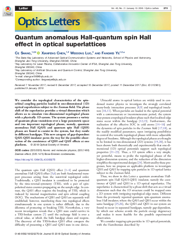 (PDF) Quantum anomalous Hall-quantum spin Hall effect in optical ...