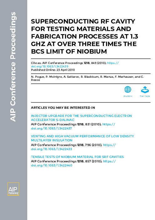 (PDF) Superconducting RF Cavity for Testing Materials and Fabrication ...