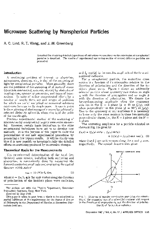 (PDF) Microwave Scattering by Nonspherical Particles