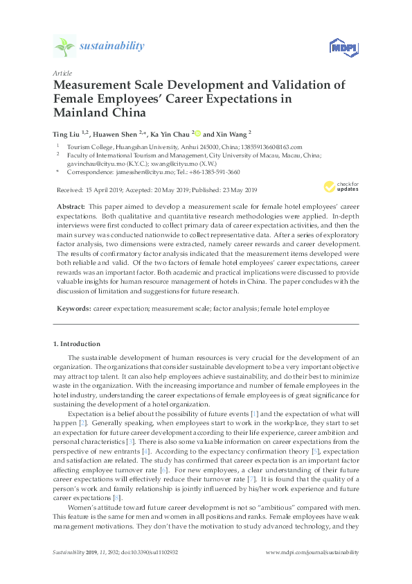 (PDF) Measurement Scale Development and Validation of Female Employees ...