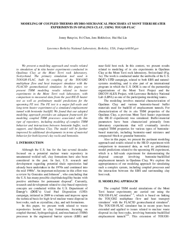 (PDF) Modeling of coupled thermo-hydro-mechanical processes at Mont ...