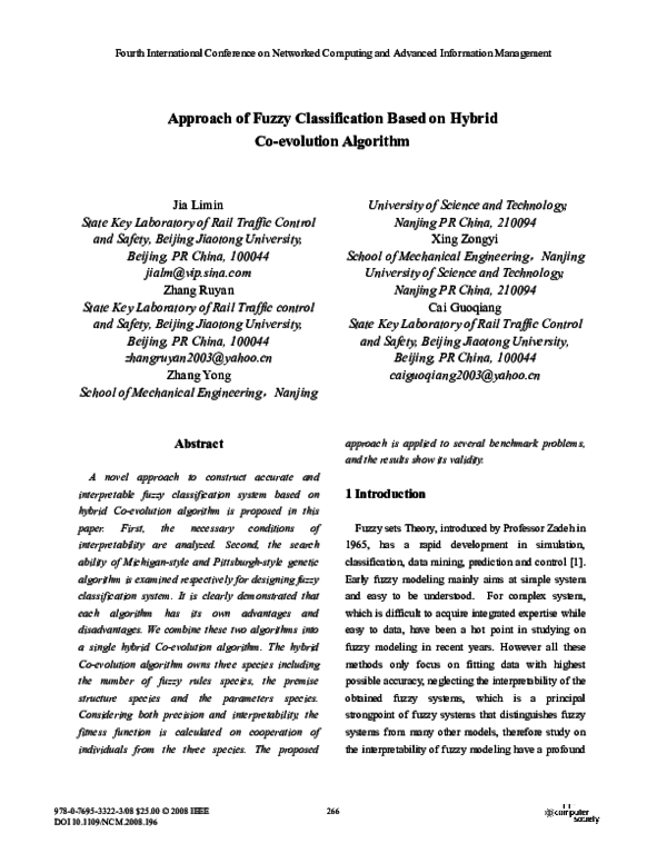 (PDF) Approach of Fuzzy Classification Based on Hybrid Co-Evolution ...