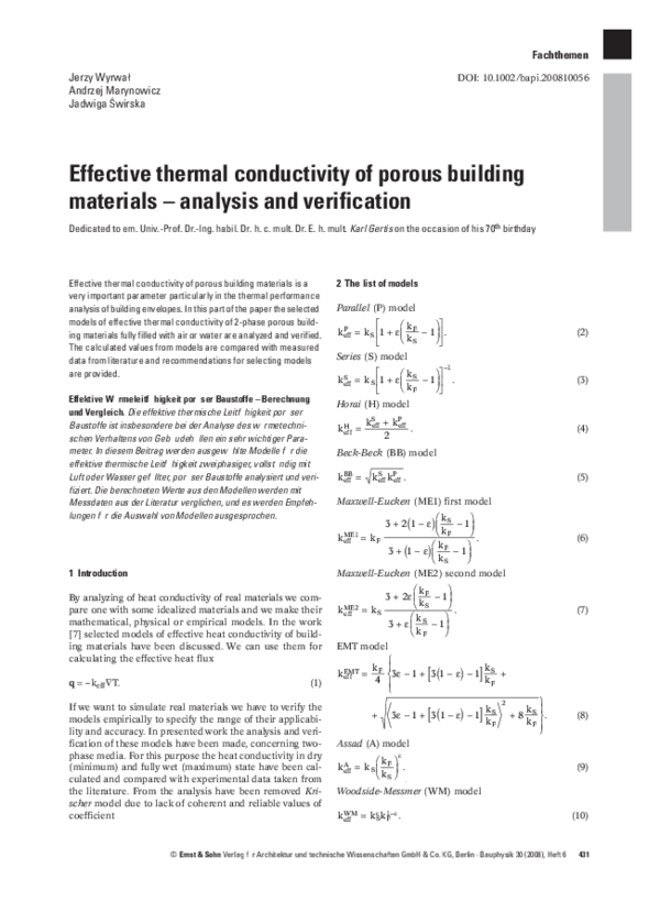 (PDF) Effective thermal conductivity of porous building materials ...