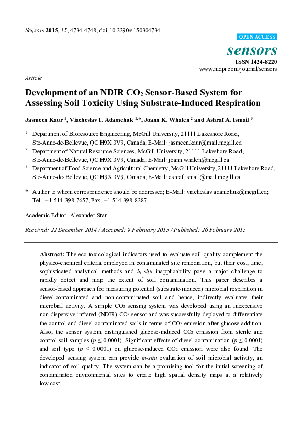 (PDF) Development of an NDIR CO2 Sensor-Based System for Assessing Soil ...
