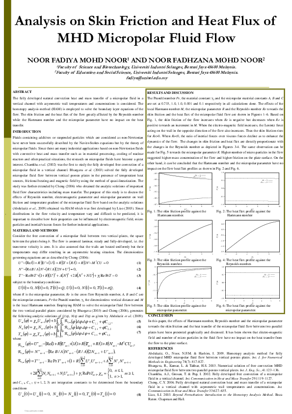 (PDF) Analysis on Skin Friction and Heat Flux of MHD Micropolar Fluid Flow