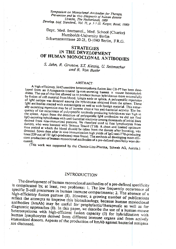(PDF) Strategies in the development of human monoclonal antibodies
