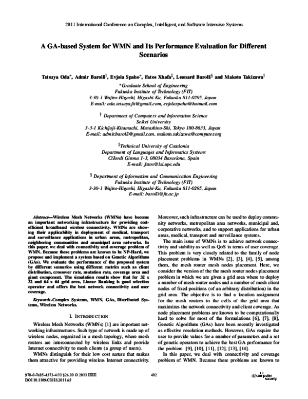 (PDF) A GA-based system for WMN and its performance evaluation for ...