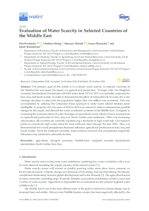 (PDF) Evaluation of Water Scarcity in Selected Countries of the Middle East