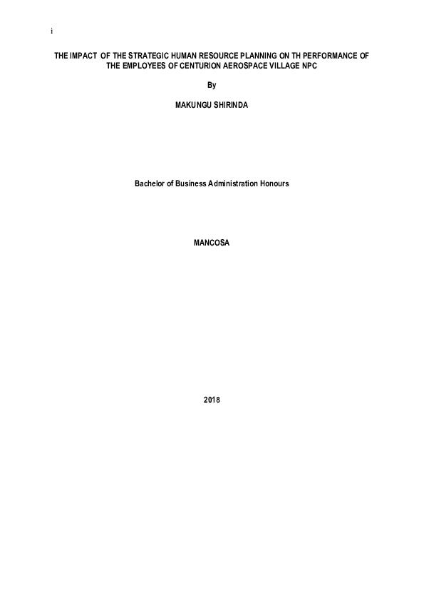 (PDF) THE IMPACT OF THE STRATEGIC HUMAN RESOURCE PLANNING ON TH ...