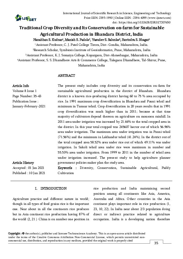 (PDF) Traditional crop diversity and its conservation on-farm for ...