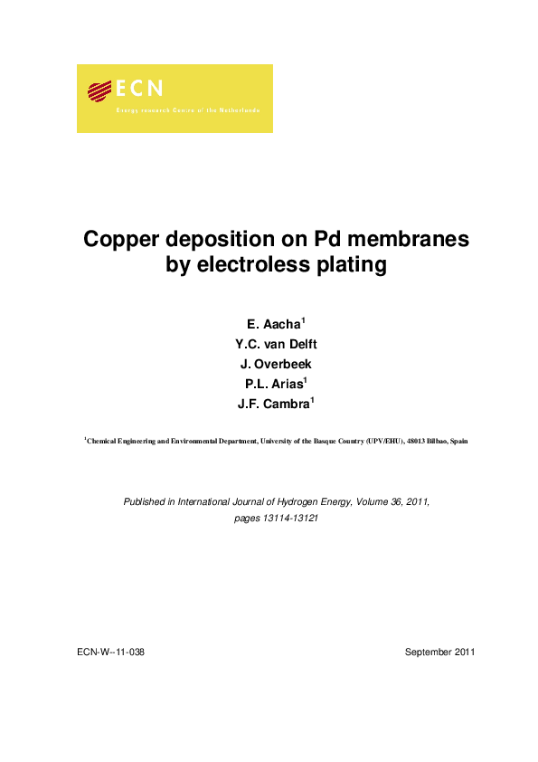 (PDF) Copper deposition on Pd membranes by electroless plating