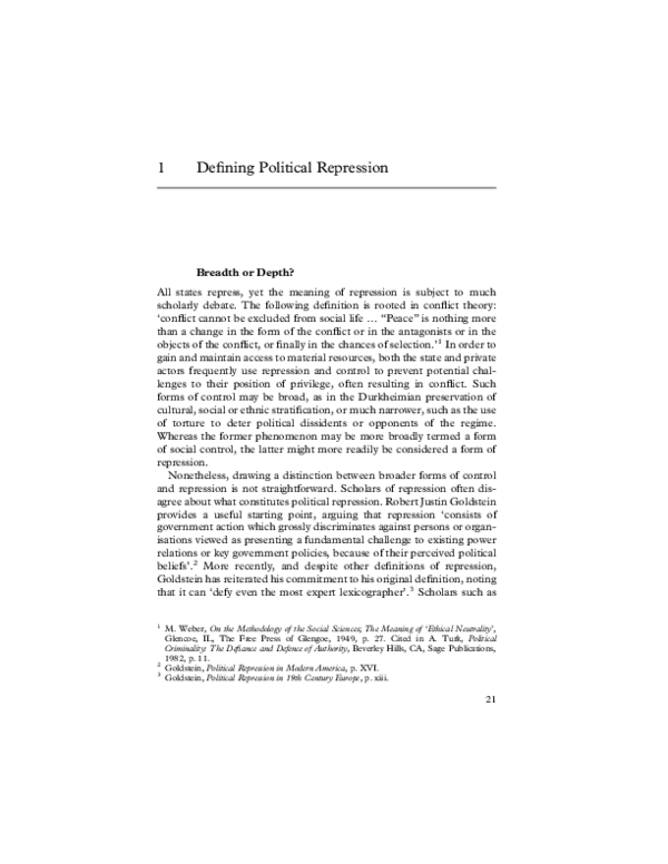 (PDF) Chapter 1: Defining Political Repression