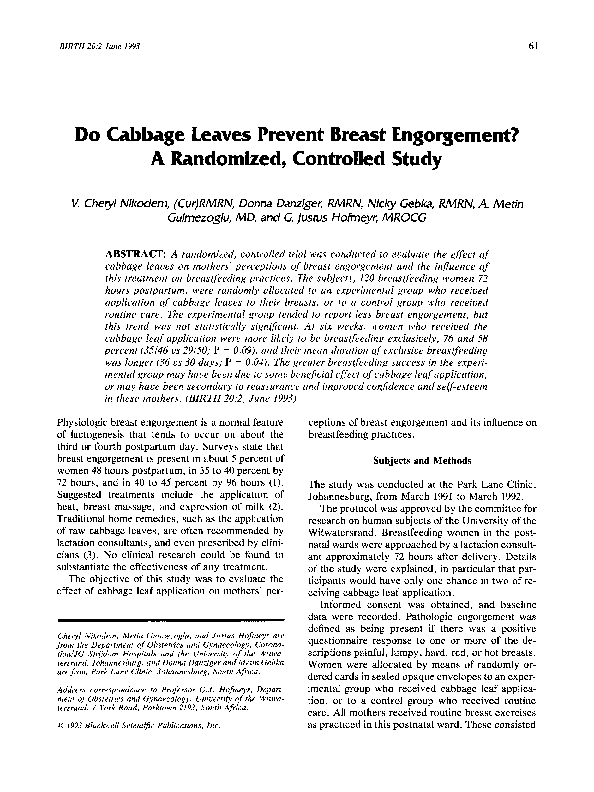 (PDF) Do Cabbage Leaves Prevent Breast A Randomized