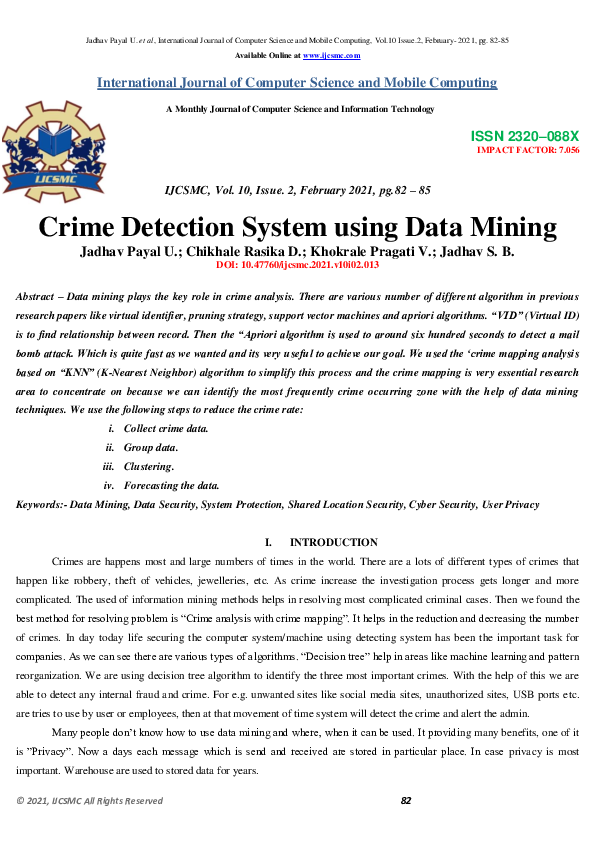 (PDF) Crime Detection System using Data Mining﻿