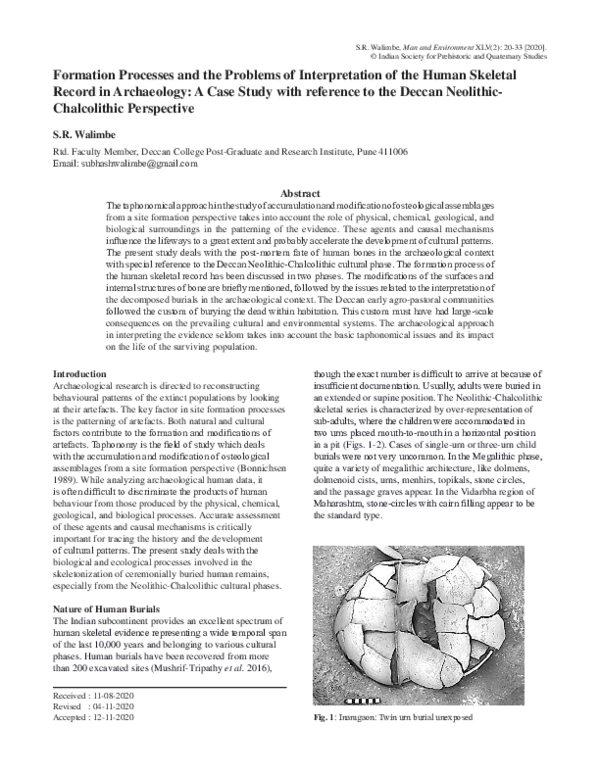 (PDF) Formation Processess of the Human Skeletal Record in Archaeology