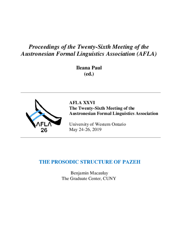 (PDF) The prosodic structure of Pazeh