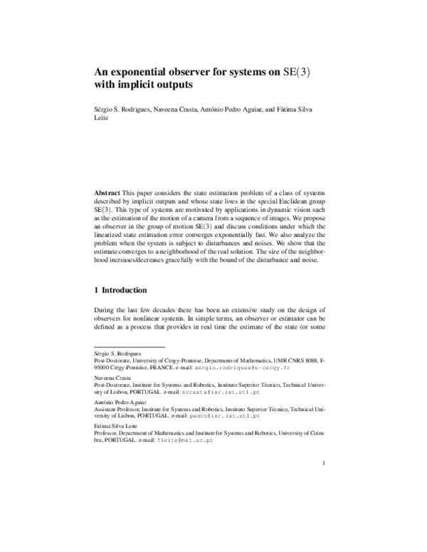 (PDF) An exponential observer for systems on SE(3) with implicit outputs