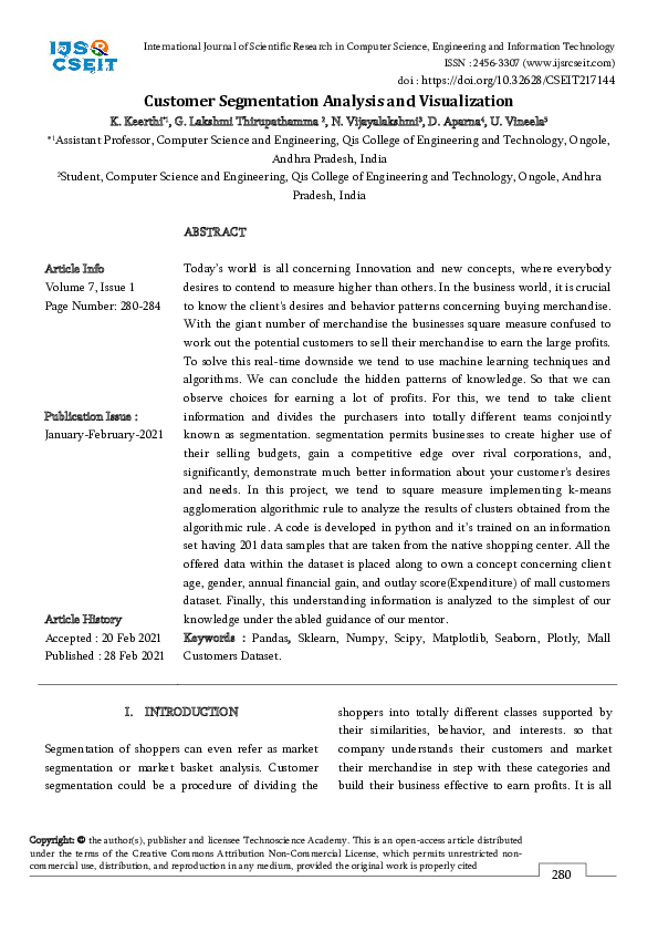 (PDF) Customer Segmentation Analysis and Visualization