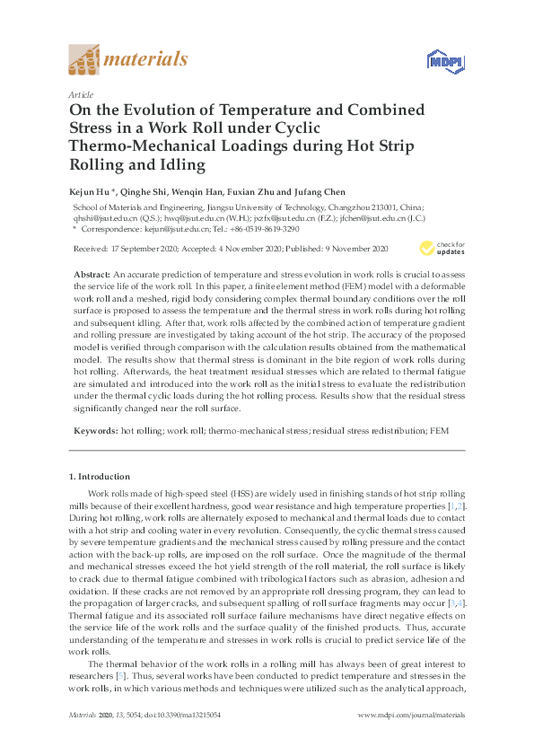 (PDF) materials On the Evolution of Temperature and Combined Stress in ...