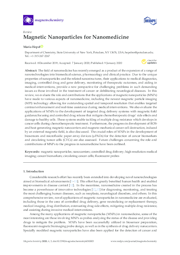 (PDF) Magnetic Nanoparticles for Nanomedicine