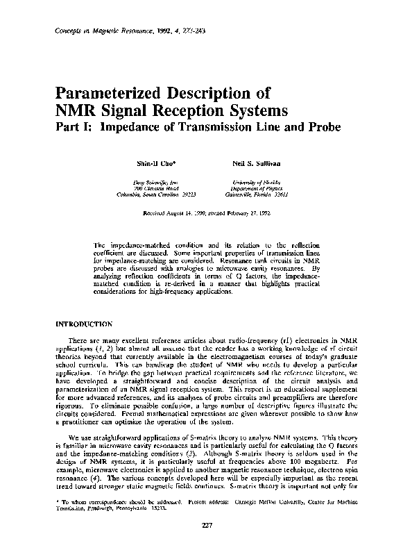 (PDF) Parameterized description of NMR signal reception systems. Part ...