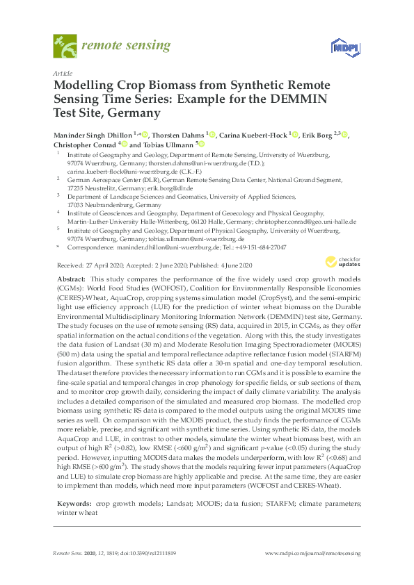 (PDF) Modelling Crop Biomass from Synthetic Remote Sensing Time Series ...