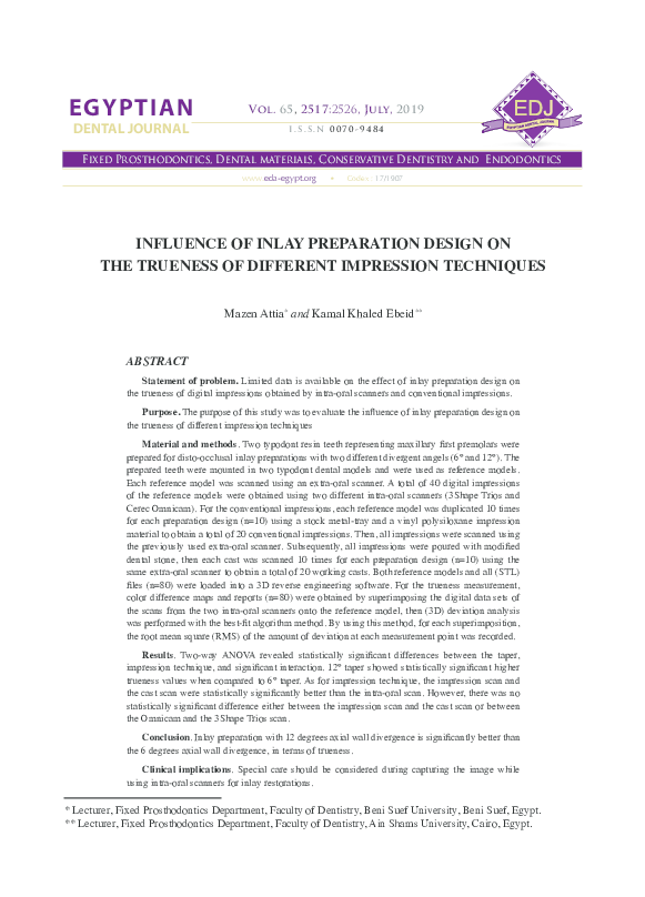 (PDF) Influence of inlay preparation design on the trueness of ...