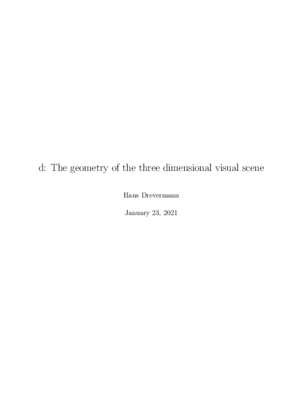 (PDF) d: The geometry of the three dimensional visual scene