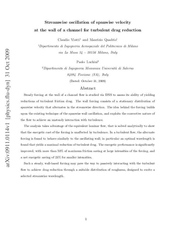 (PDF) Streamwise oscillation of spanwise velocity at the wall of a ...