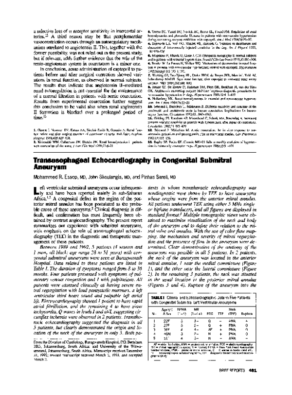 (PDF) Transesophageal echocardiography in congenital submitral aneurysm
