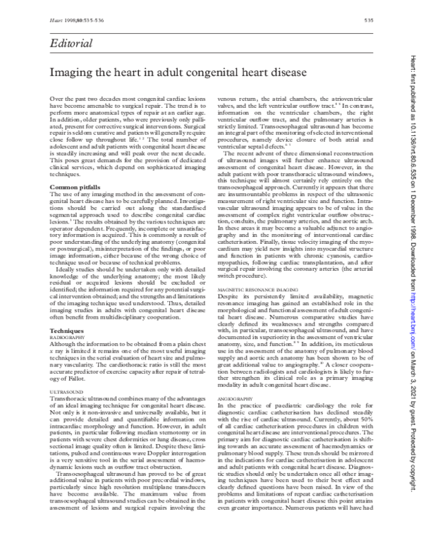 (PDF) Imaging the heart in adult congenital heart disease