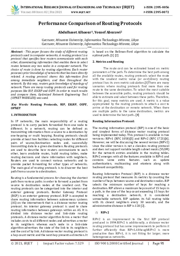 (PDF) Performance Comparison of Routing Protocols