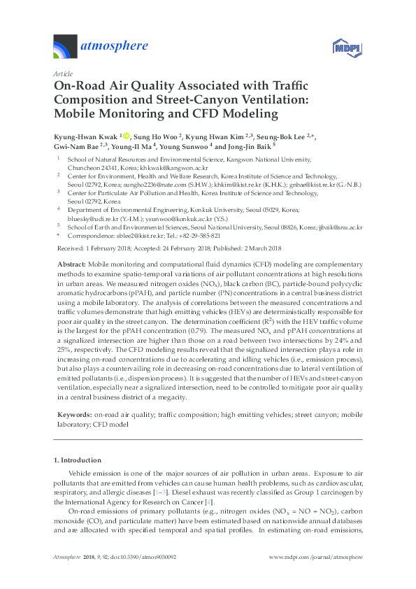 (PDF) On-Road Air Quality Associated with Traffic Composition and ...
