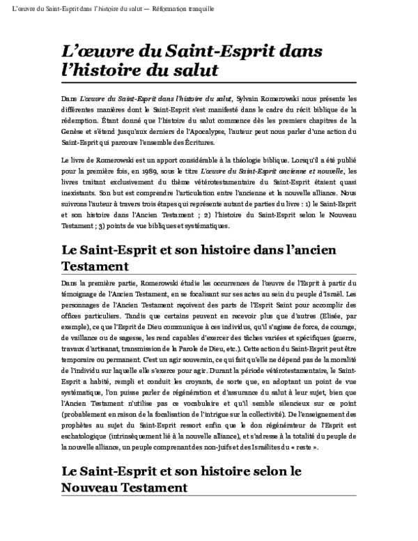 (PDF) L’œuvre du SaintEsprit dans l’histoire du salut PierreLuc