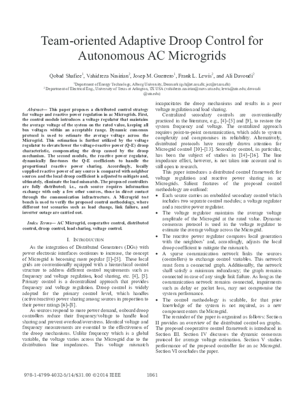 (PDF) Team-oriented adaptive droop control for autonomous AC microgrids